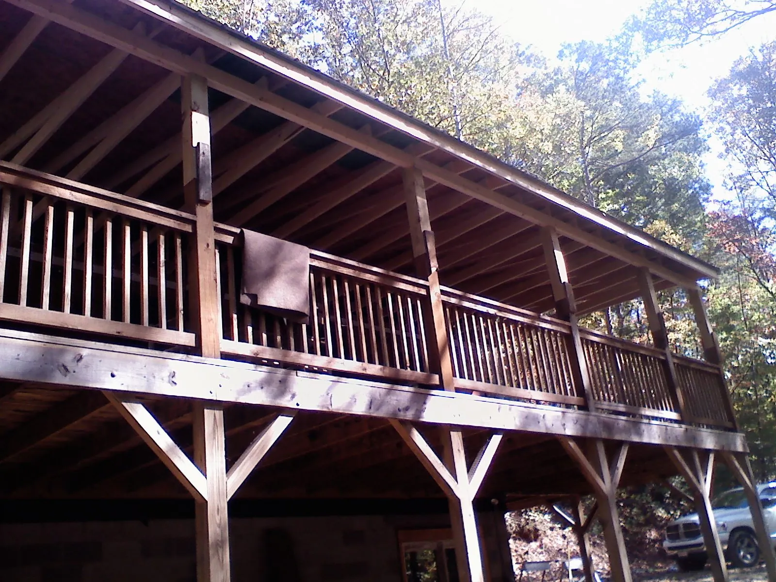Timber framing under a new elevated porch and deck — Roof Leak Repair in Alpharetta by Roofing Brothers